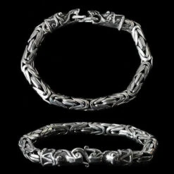 8mm Silver Viking King Bracelet With Gotlandic Dragon Heads -The Viking Dragon Shop 8mm dragon king bracelet