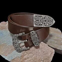 High Status Leather Viking Belt With Silver Fittings