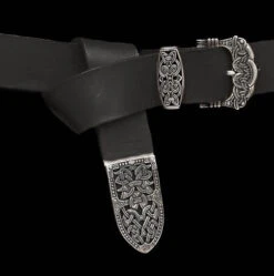 High Status Leather Viking Belt With Silver Fittings -The Viking Dragon Shop ad gokstad belt silver black