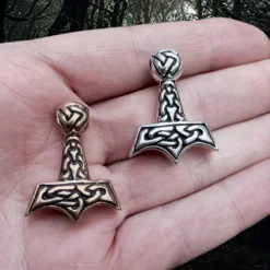 Knotwork Thors Hammer Pendant -The Viking Dragon Shop ad knotwork viking thors hammer pendants bronze and silver on hand