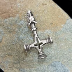 Large Icelandic Wolf Cross Hammer Replica Pendant -The Viking Dragon Shop ad large silver icelandic wolf hammer on rock