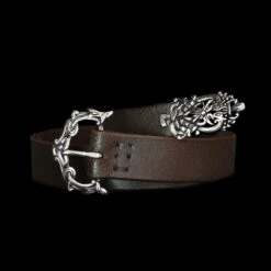 High Status Leather Viking Belt With Silver Fittings -The Viking Dragon Shop ad ringerike viking belt silver fittings brown leather
