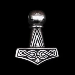 Silver Runic Thors Hammer Pendant Replica -The Viking Dragon Shop ad runic silver thors hammer front 863191