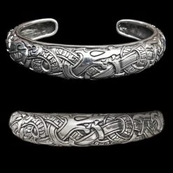 Silver Runic Viking Bracelet / Arm Ring -The Viking Dragon Shop ad runic viking bracelet silver