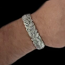 Silver Viking Raven Arm Ring -The Viking Dragon Shop ad silver raven arm ring on wrist
