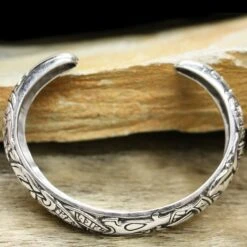 Silver Runic Viking Bracelet / Arm Ring -The Viking Dragon Shop ad silver runic armring side view