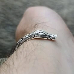 Silver Urnes Dragon Bracelet -The Viking Dragon Shop ad silver urnes dragon arm ring bracelet on arm dragon head terminal