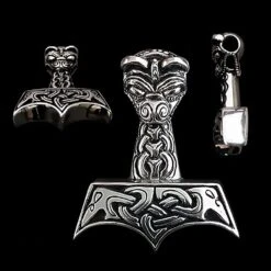 Large And Ferocious Thors Hammer Pendant -The Viking Dragon Shop ad3 thors hammer silver