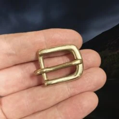 Solid Brass D-Buckle For Reenactment Belts -The Viking Dragon Shop ba 15mm wide brass reenactment d buckle on hand