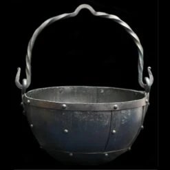 Hand-Forged Riveted Steel Cauldron From Oseberg - Large