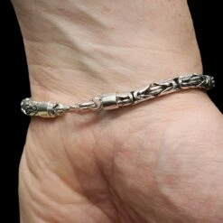 5mm Silver Viking King Bracelet -The Viking Dragon Shop bs 5mm silver king chain bracelet back clasp on wrist