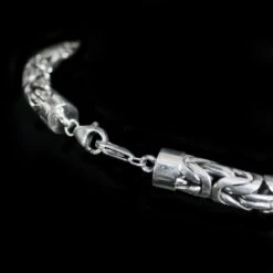 10mm Silver Double King Chain Necklace With Ferocious Wolf Heads -The Viking Dragon Shop bt 10mm custom silver necklace ferocious wolf heads lobster clasps closing