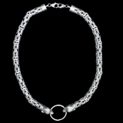 10mm Silver Double King Chain Necklace With Ferocious Wolf Heads