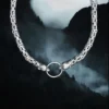 10mm Silver King Chain Necklace With Ferocious Wolf Heads - 70cm Length