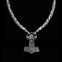 10mm Silver King Chain Necklace With Gotland Dragon Heads
