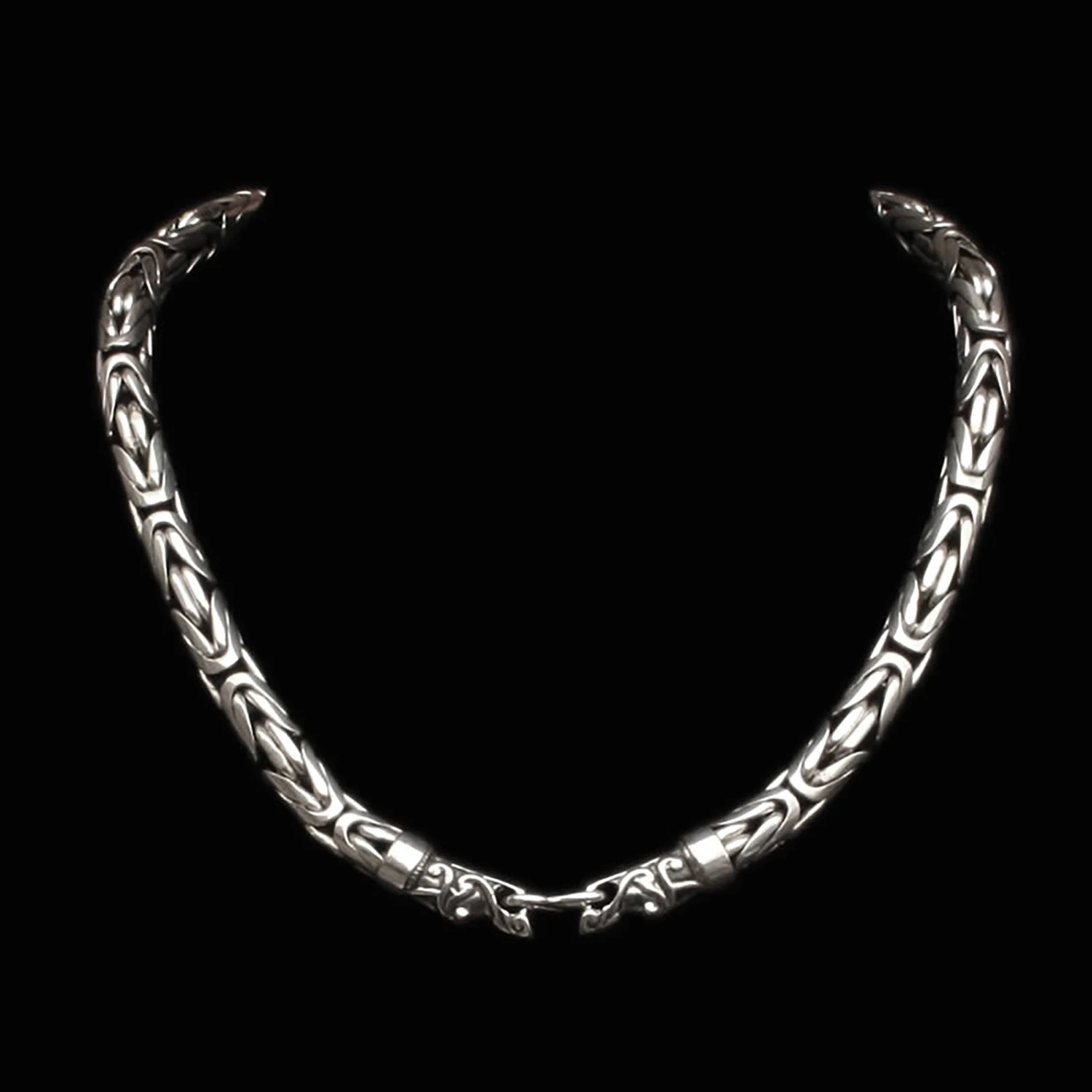10mm Silver King Chain Necklace With Gotland Dragon Heads 2 10mm Silver King Chain Necklace With Gotland Dragon Heads - Image 2