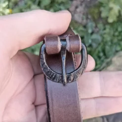 Hand-Forged Iron Viking / Medieval Buckle - 20mm (0.75 Inch) 8 Hand-Forged Iron Viking / Medieval Buckle - 20mm (0.75 Inch) -The Viking Dragon Shop bt 19mm wide brown leather belt with iron viking buckle in hand