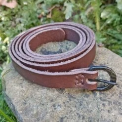 Long Leather Viking / Medieval Belt With Hand-Forged Iron Buckle - 20mm (0.75 Inch) Width -The Viking Dragon Shop bt 19mm wide brown leather belt with iron viking buckle on rock 7b97354b ff5a 443c b782 f8bb037cd865