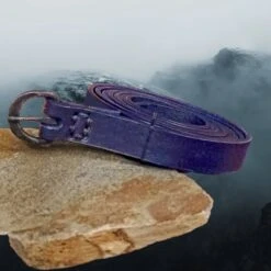 Long Leather Viking / Medieval Belt With Hand-Forged Iron Buckle - 20mm (0.75 Inch) Width -The Viking Dragon Shop bt 20mm leather viking belt with iron buckle blue strap