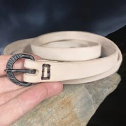 Long Leather Viking / Medieval Belt With Hand-Forged Iron Buckle - 20mm (0.75 Inch) Width -The Viking Dragon Shop bt 20mm wide long natural veg tan leather viking belt with iron buckle