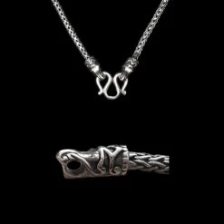3.5mm Silver Snake Chain Necklace - Gotland Dragon Heads -The Viking Dragon Shop bt 3.5mm silver snake chain gotland dragon heads no pendant