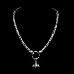 8mm Thick Silver King Chain Thors Hammer Necklace - Ferocious Wolf Heads 9 8mm Thick Silver King Chain Thors Hammer Necklace - Ferocious Wolf Heads -The Viking Dragon Shop bt 8mm king chain ferocious wolf heads ad2 split ring