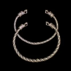 Twisted Bronze Bracelet With Gotlandic Dragon Heads -The Viking Dragon Shop bt bronze twisted bracelets gotland dragon heads