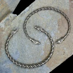 Twisted Bronze Bracelet With Raven Heads