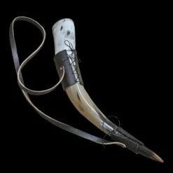 Handmade Leather Shoulder Strap For Viking Drinking / Blowing Horn -The Viking Dragon Shop bt brown leather shoulder strap for drinking blowing horns