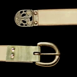 Custom Made 25mm (1 Inch) Wide Leather Viking Belt With Brass Buckle -The Viking Dragon Shop bt custom natural leather viking belt plain brass buckle hiberno norse strap end brass buckle plate