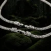 3.5mm Silver Snake Chain Necklace - Gotland Dragon Heads
