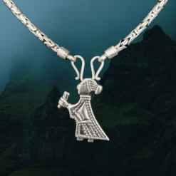 3mm Silver Viking King Chain Necklace With Loop Heads -The Viking Dragon Shop bt silver 3mm king chain with butterfly fitting and silver small valkyrie pendant