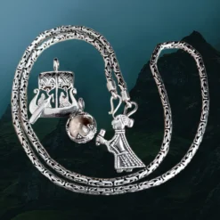 3mm Silver Viking King Chain Necklace With Loop Heads -The Viking Dragon Shop bt silver 3mm king chain with silver pendants