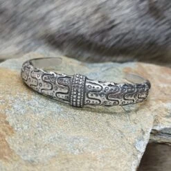 Silver Viking Bracelet From Falster -The Viking Dragon Shop bt silver falster bracelet on rock