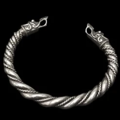 Thick Twisted Silver Arm Ring With Gotlandic Dragon Heads -The Viking Dragon Shop bt silver large twisted viking bracelet gotland dragon heads 278882