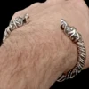 Thick Twisted Silver Arm Ring With Gotlandic Dragon Heads