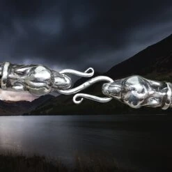 Silver S Clasp -The Viking Dragon Shop bt silver s clasp large attached to silver ferocious wolf heads on 8mm silver snake chain necklace