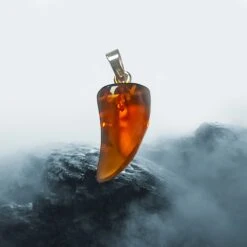 Amber Tooth Pendant With Silver Hanger -The Viking Dragon Shop eg amber tooth pendant with silver hanger