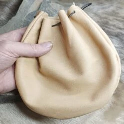 Large Leather Draw String Pouch