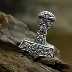 Large And Ferocious Thors Hammer Pendant -The Viking Dragon Shop large and ferocious thors hammer in silver