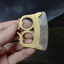 Bronze Birka Fire Striker With Flint Flake -The Viking Dragon Shop mc bronze viking age fire steel from birka in hand