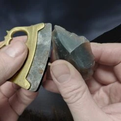 Bronze Birka Fire Striker With Flint Flake -The Viking Dragon Shop mc bronze viking age fire steel from birka in hands with flint