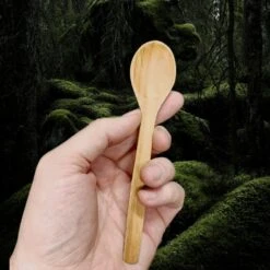 Cherry Wood Viking / Medieval Spoon -The Viking Dragon Shop mc handmade medieval cherry wood spoon in hand