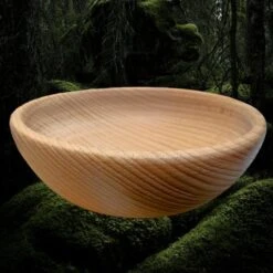 Large Hand-Turned Wooden Bowl -The Viking Dragon Shop mc large hand turned wooden medieval bowl 20cm side view