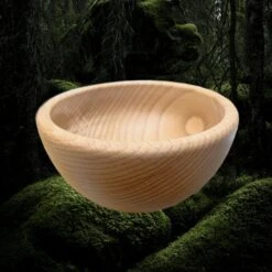 Medium Hand Turned Wooden Bowl -The Viking Dragon Shop mc medium hand turned wooden medieval bowl 14cm side view