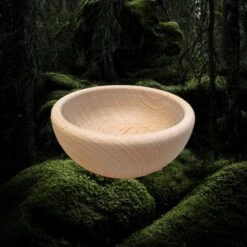Small Hand Turned Wooden Bowl -The Viking Dragon Shop mc small hand turned wooden medieval bowl 12cm side view
