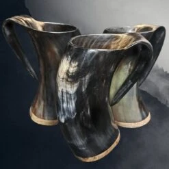 Medium Polished Ox Horn Beer Mug -The Viking Dragon Shop nc horn beer mugs medium 3 together