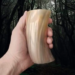 Horn Mead / Wine / Beer Cup -The Viking Dragon Shop nc horn mead cup resin base in hand pale curved shape