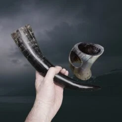 Ox Horn Small Viking Drinking Horn With Horn Stand -The Viking Dragon Shop nc ox horn viking drinking horn with horn stand