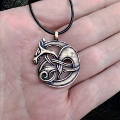 Large Bronze Fenrir Viking Wolf Pendant -The Viking Dragon Shop nl bronze fenrir wolf pendant on hand